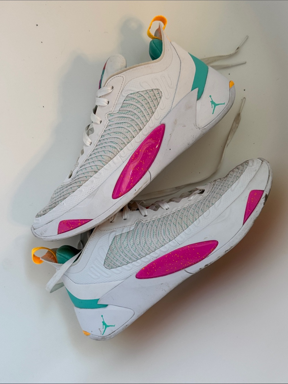 Jordan Luka 1 "Imaginarium" Basketball Shoes Men's 10.5 White, Teal, and Pink